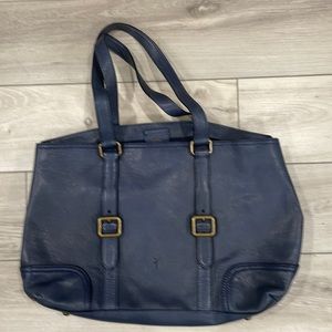 Frye satchel bag in soft high quality leather. A dusty navy color Lots of detail